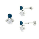 Rosec Jewels-Real London Blue Topaz Fly Earring with Moissanite