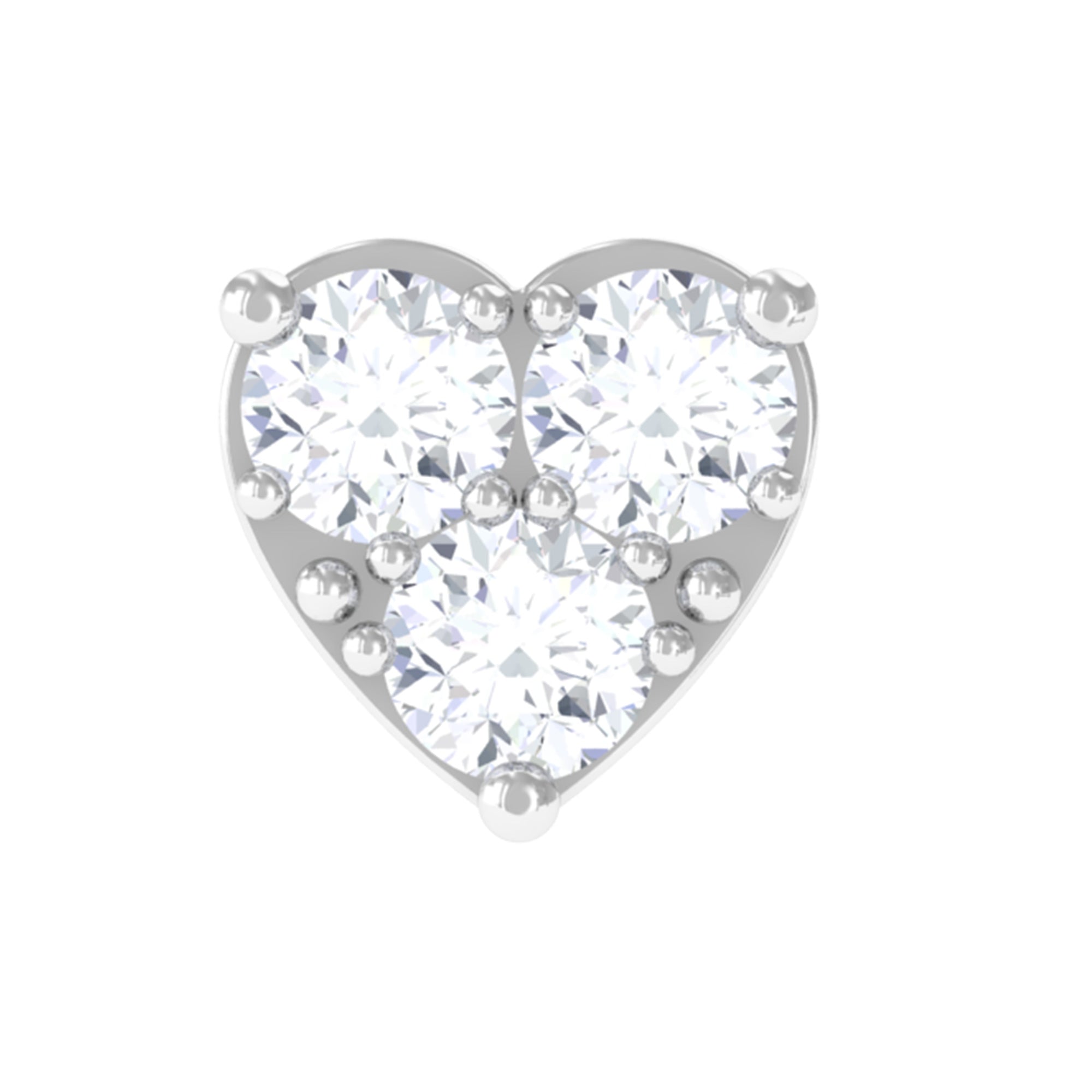 Rosec Jewels-Round Moissanite Heart Earring for Helix Piercing