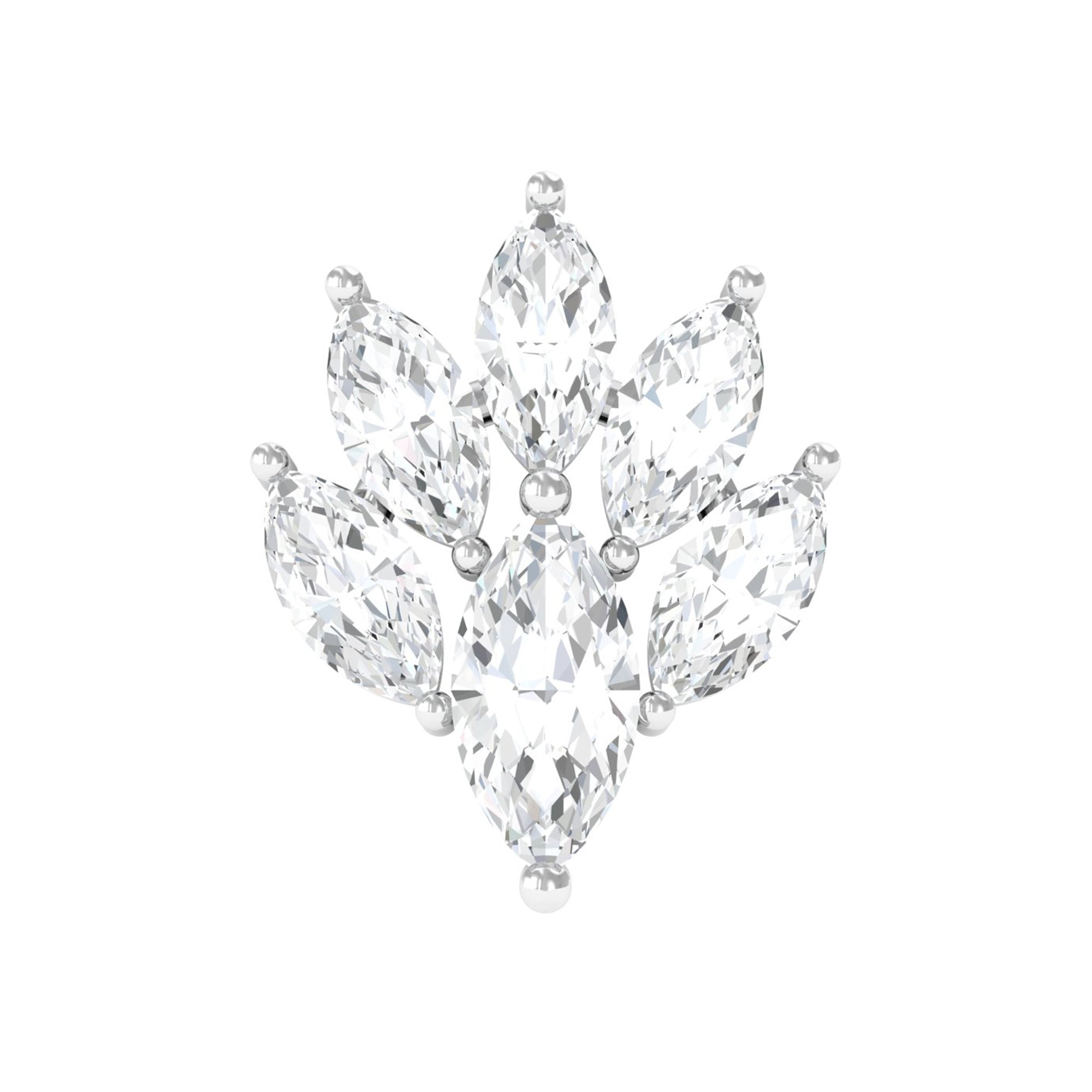 Rosec Jewels-Marquise Moissanite Cluster Leaf Earring for Cartilage Piercing