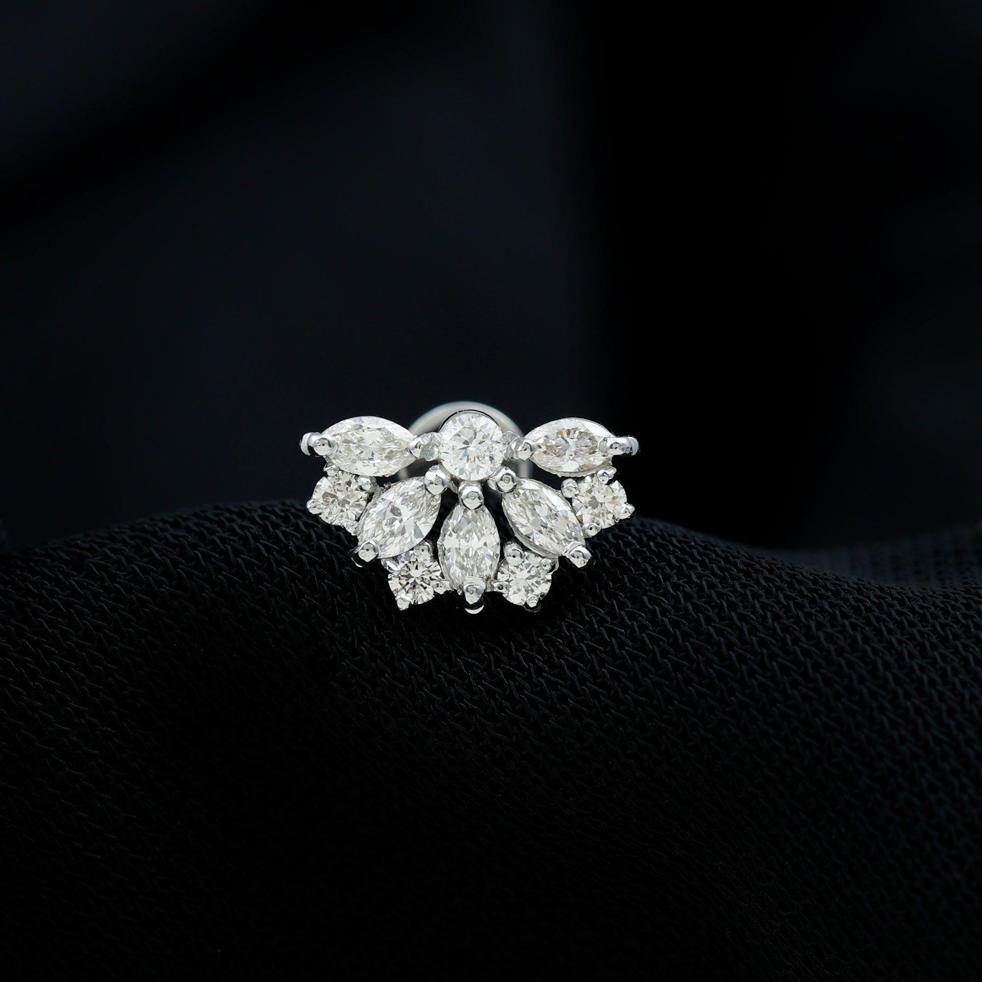 Rosec Jewels-Natural Marquise and Round Diamond Floral Cartilage Earring