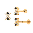Black Diamond and Moissanite X Cartilage Earring in Gold Black Diamond - ( AAA ) - Quality - Rosec Jewels