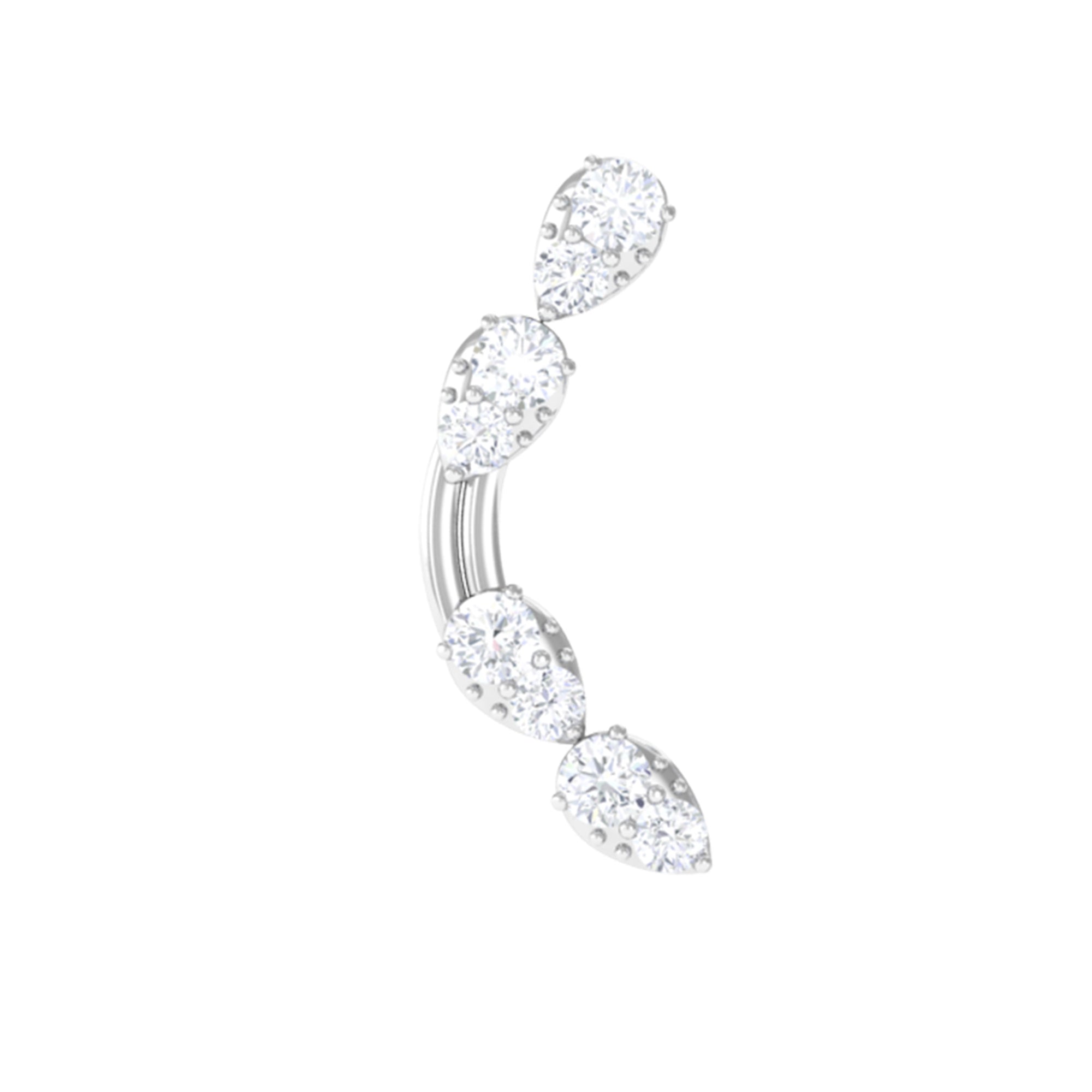 Rosec Jewels-Certified Moissanite Curved Helix Earring in Gold