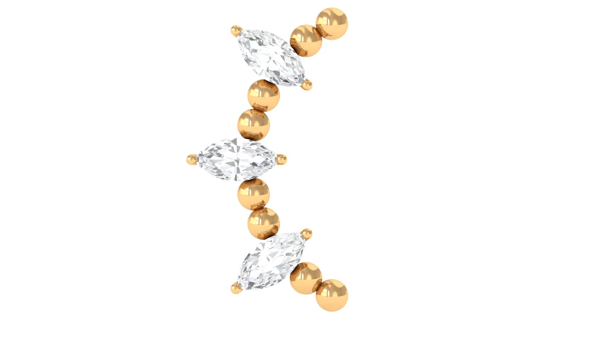 Rosec Jewels-Marquise Moissanite Gold Beaded Crawler Earring