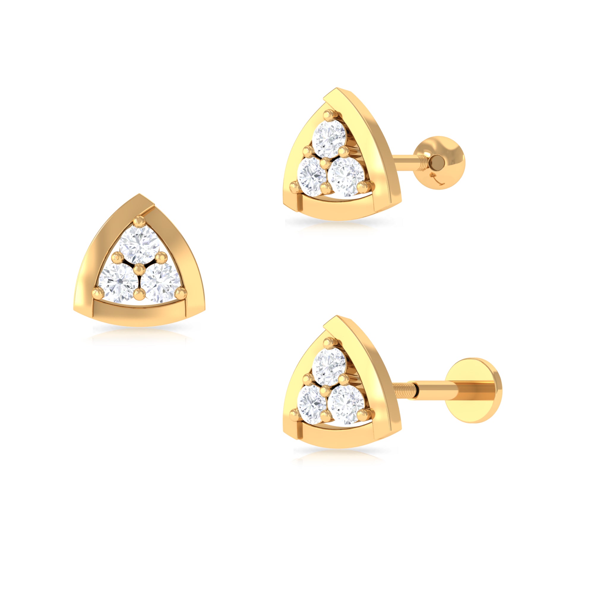 Rosec Jewels-Round Moissanite Triangle Geometric Earring for Helix Piercing