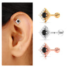 Rosec Jewels-Black Diamond Square Geometric Earring with Moissanite