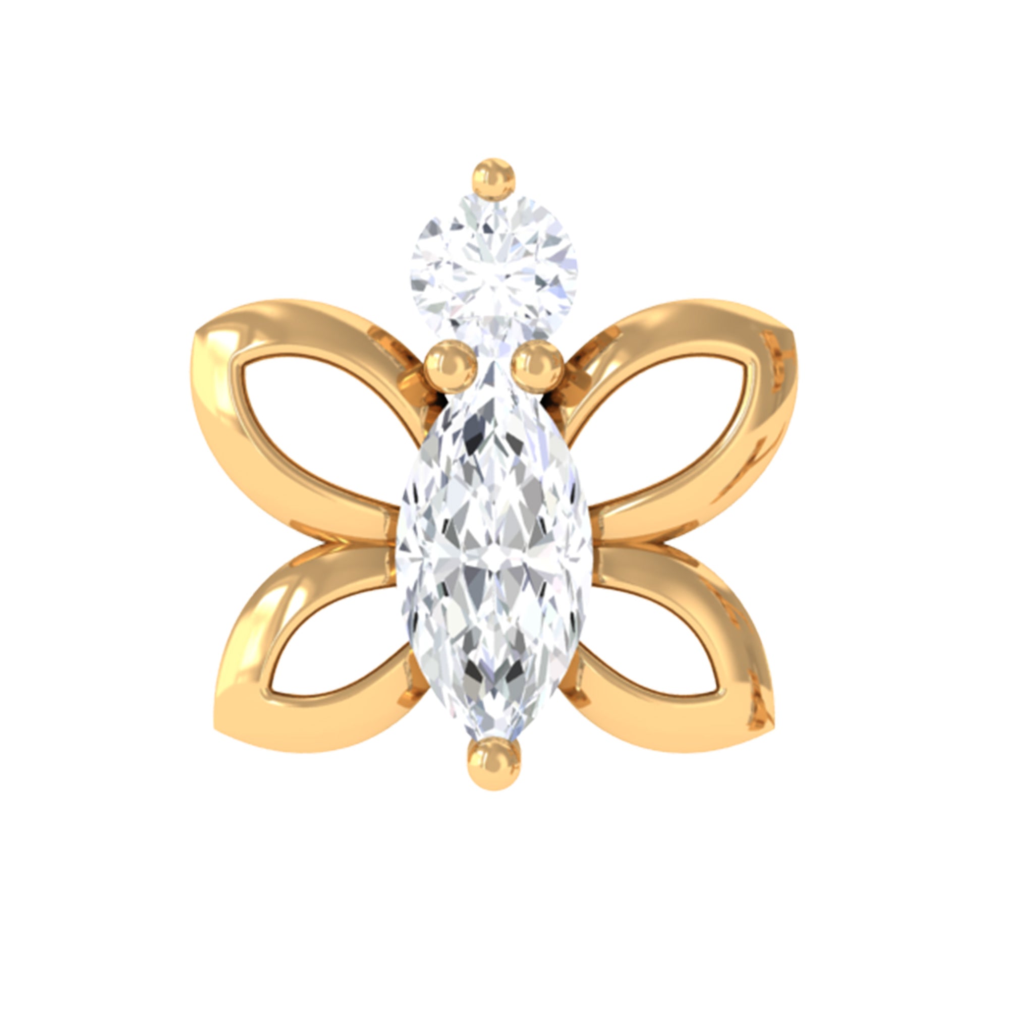 Rosec Jewels-Marquise Moissanite Gold Butterfly Earring for Helix Piercing