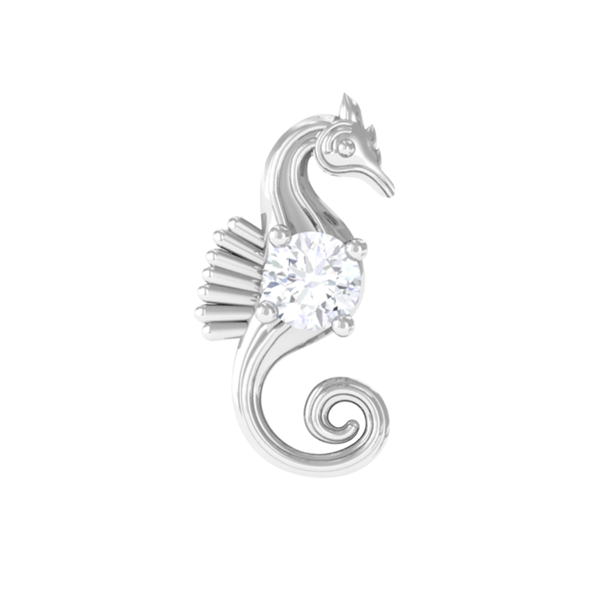 Rosec Jewels-Real Diamond Cute Sea Horse Earring for Helix Piercing