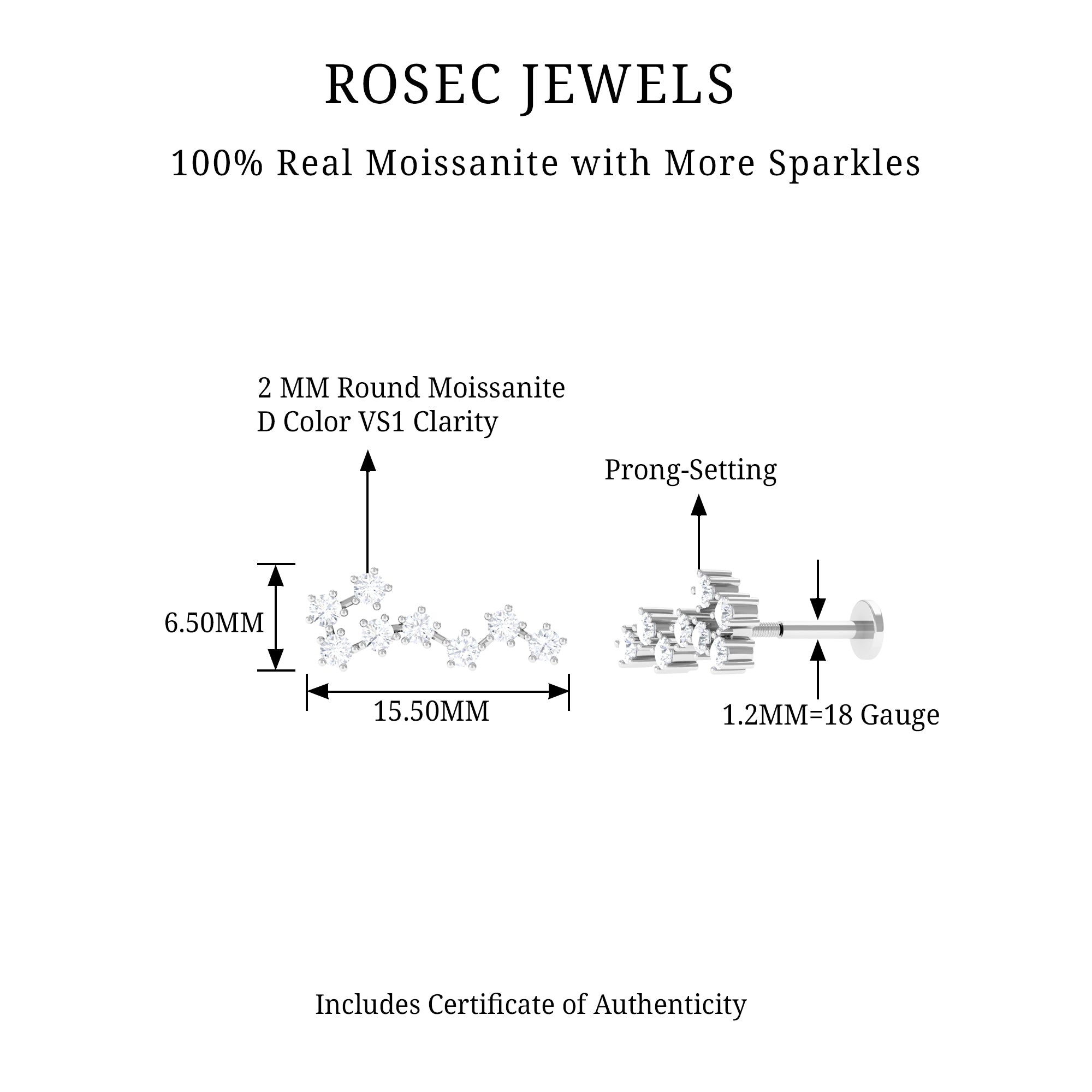 Rosec Jewels-Certified Moissanite Scorpio Zodiac Ear Climber Earring