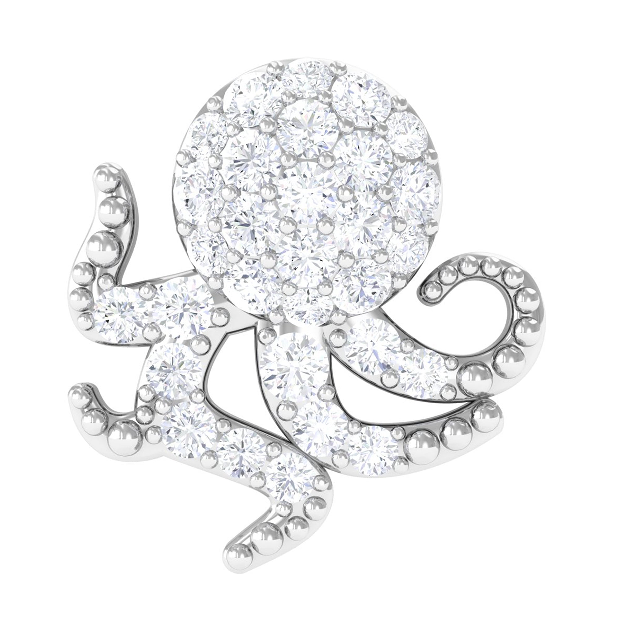 Rosec Jewels-Unique Diamond Octopus Earring with Flat Back