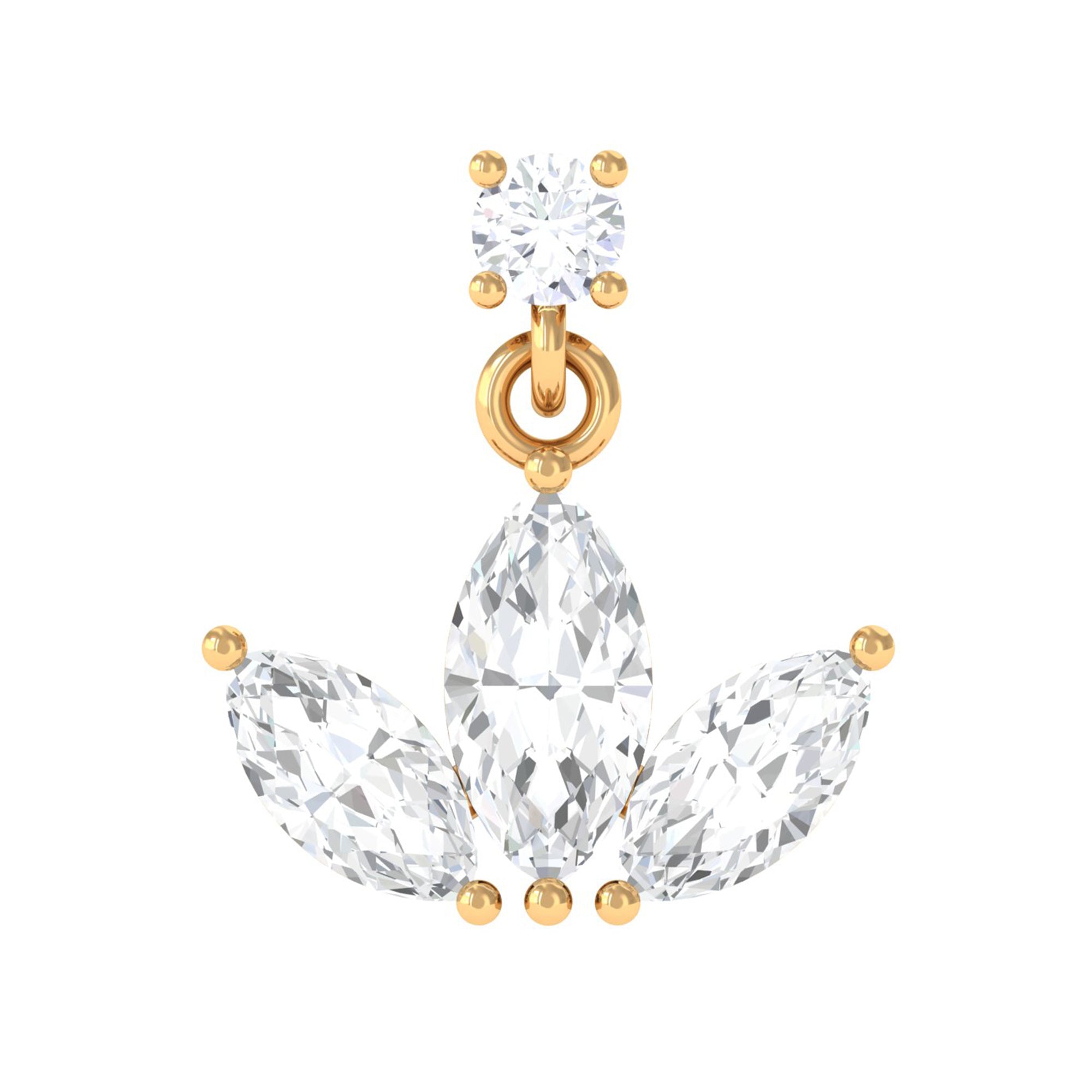 Rosec Jewels-Marquise Diamond Lotus Cartilage Drop Earring