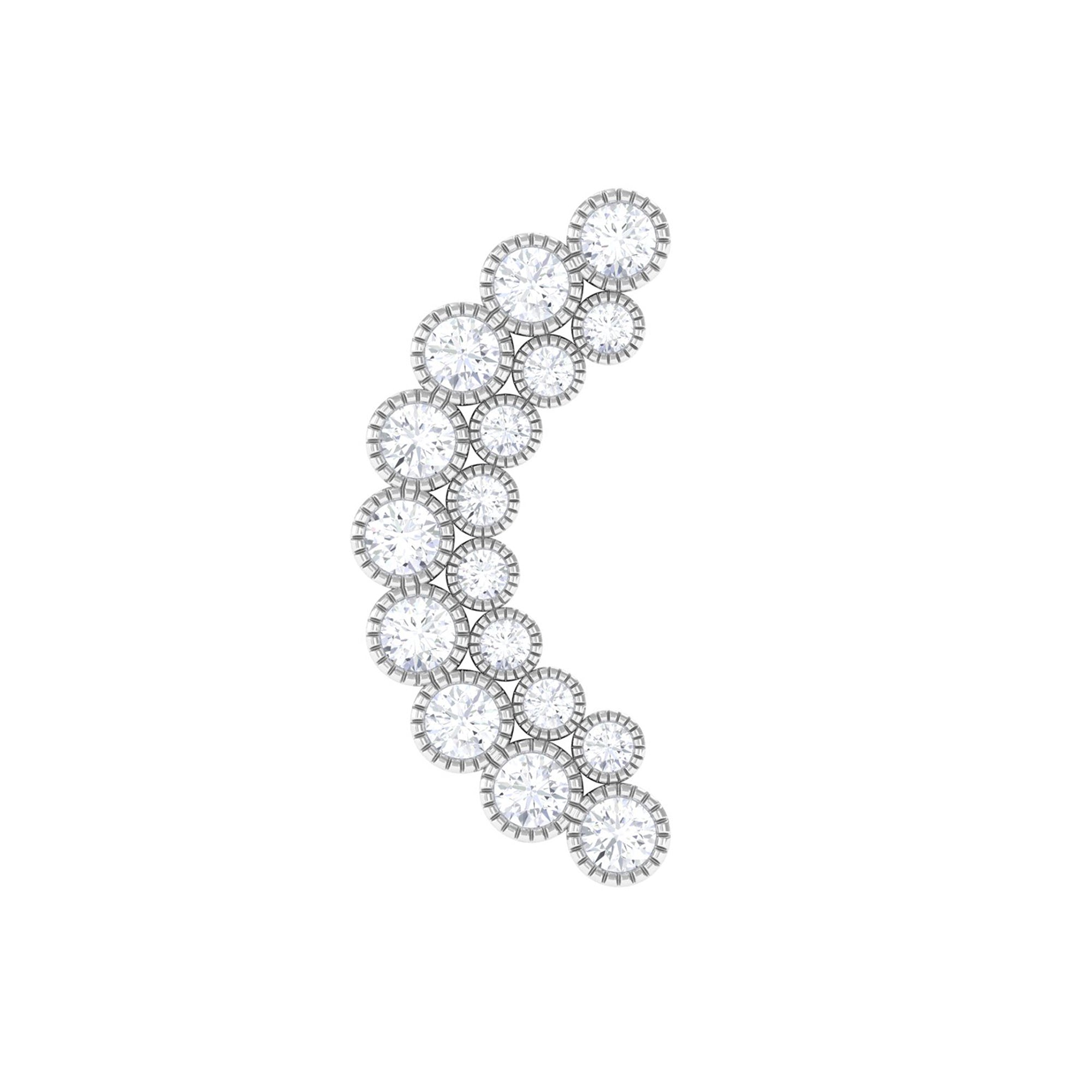 Rosec Jewels-Genuine Diamond Curved Crawler Earring in Bezel Set