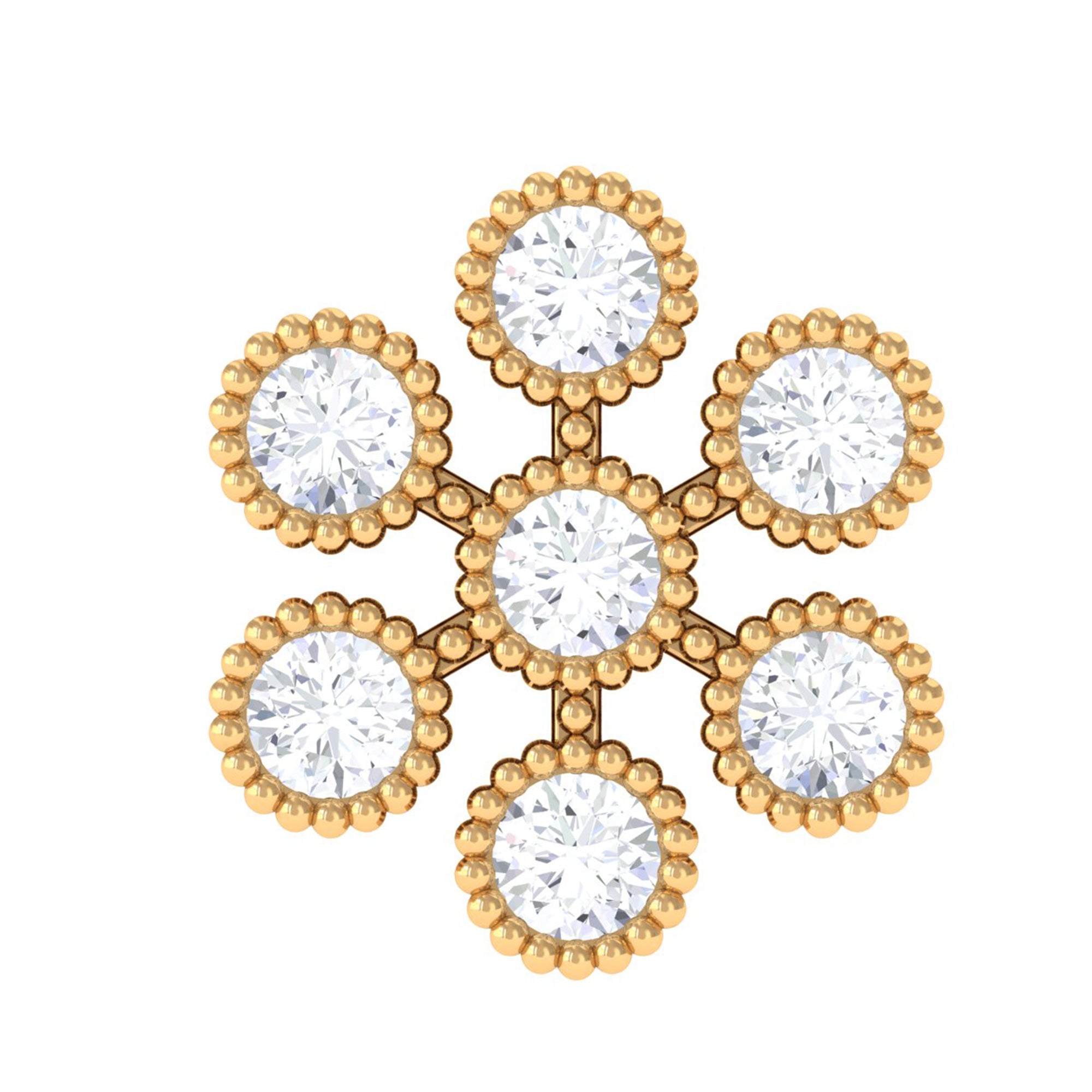 Rosec Jewels-Natural Diamond Flower Earring in Beaded Bezel Setting