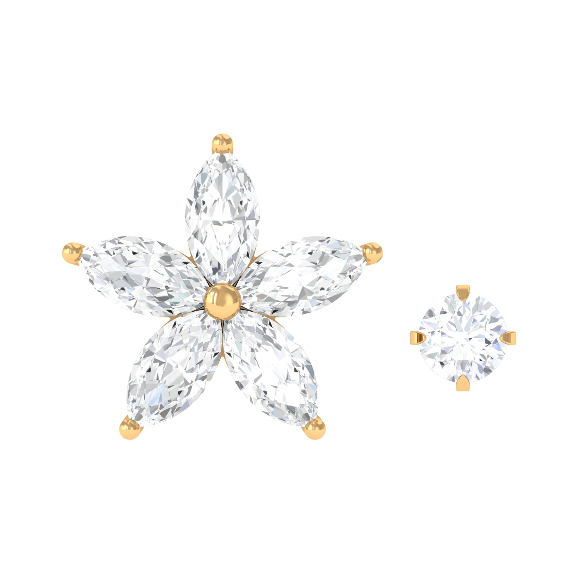 Rosec Jewels-Marquise Diamond Flower Cartilage Earring Set