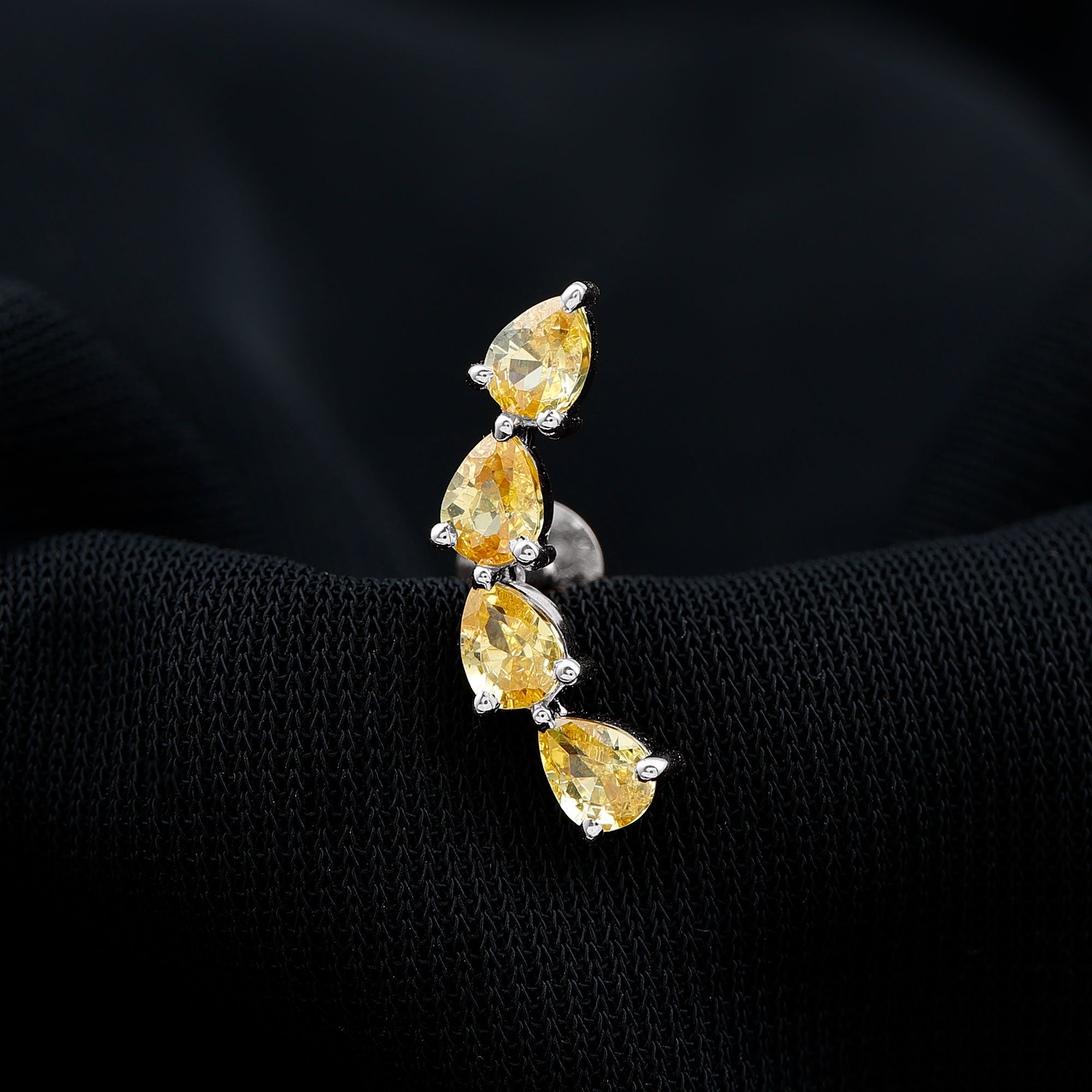 Rosec Jewels-Lab Created Yellow Sapphire Crawler Earrings