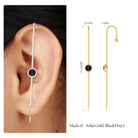 Rosec Jewels-Simple Black Onyx Ear Pin Earring in Bezel Setting