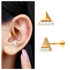 Rosec Jewels-Moissanite Gold Triangle Earring for Cartilage Piercing