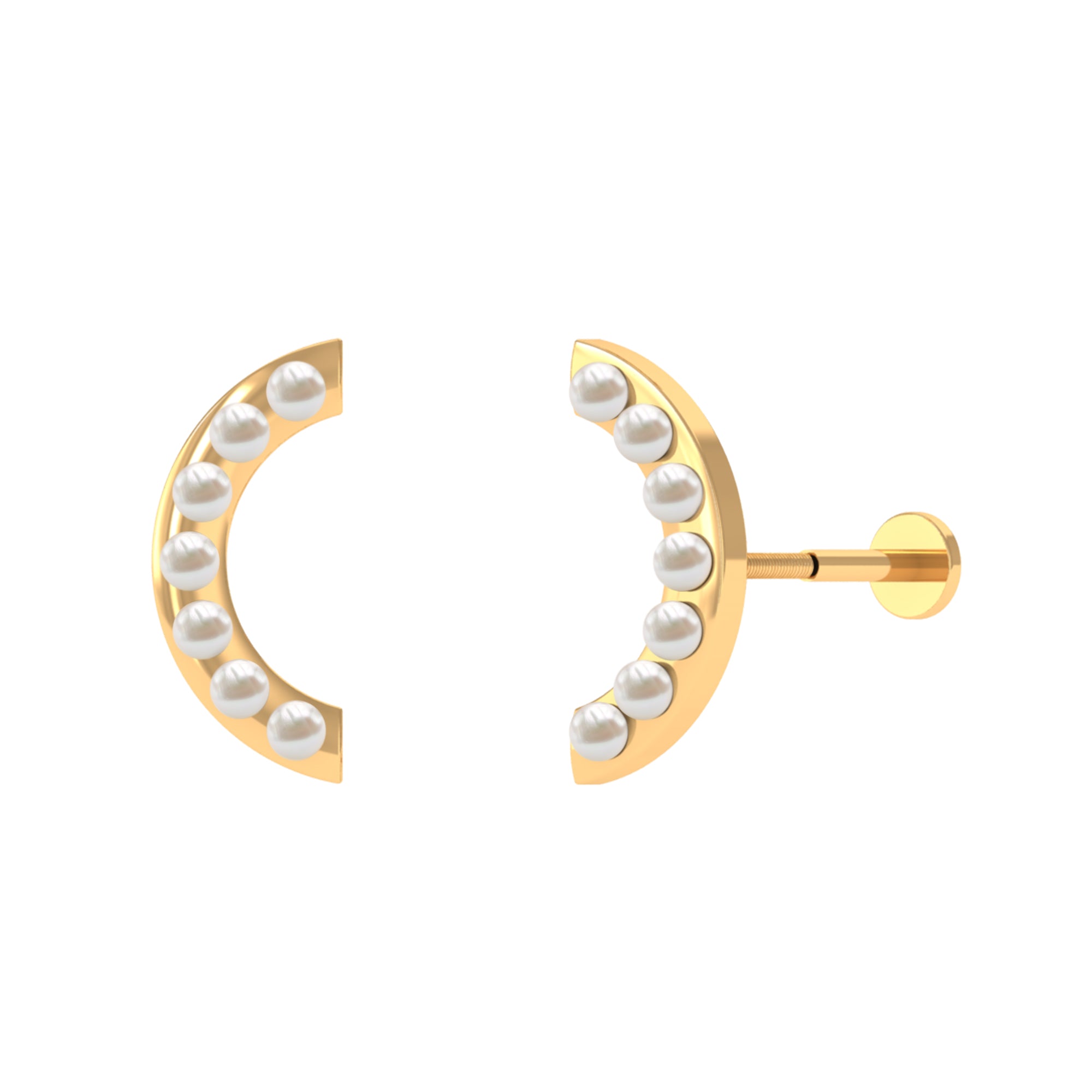 Rosec Jewels-Natural Freshwater Pearl Curved Helix Earring