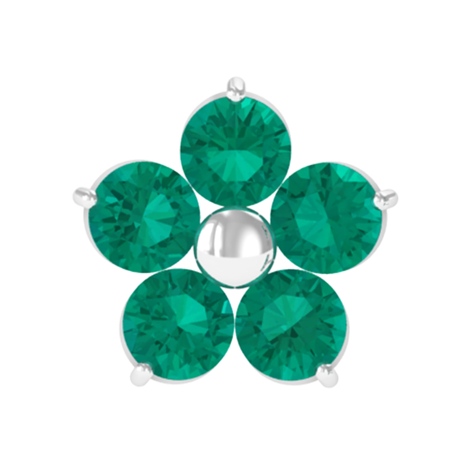 Rosec Jewels-Natural Green Emerald Gold Flower Conch Earring