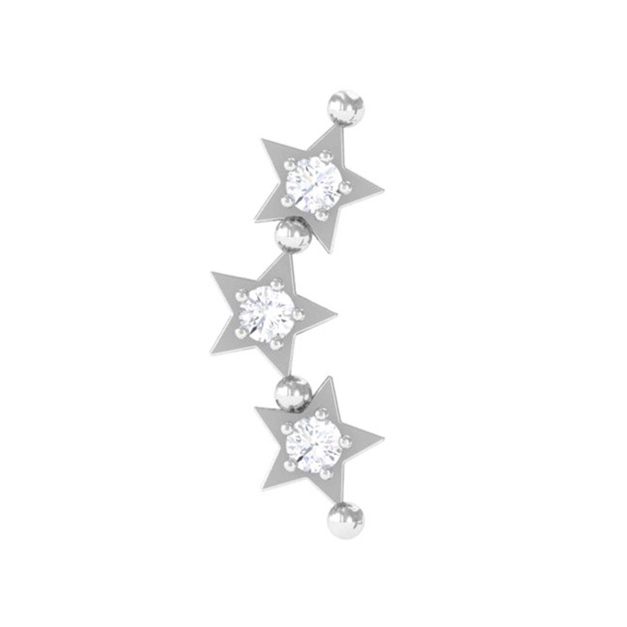 Rosec Jewels-Moissanite Triple Star Ear Climber Earring