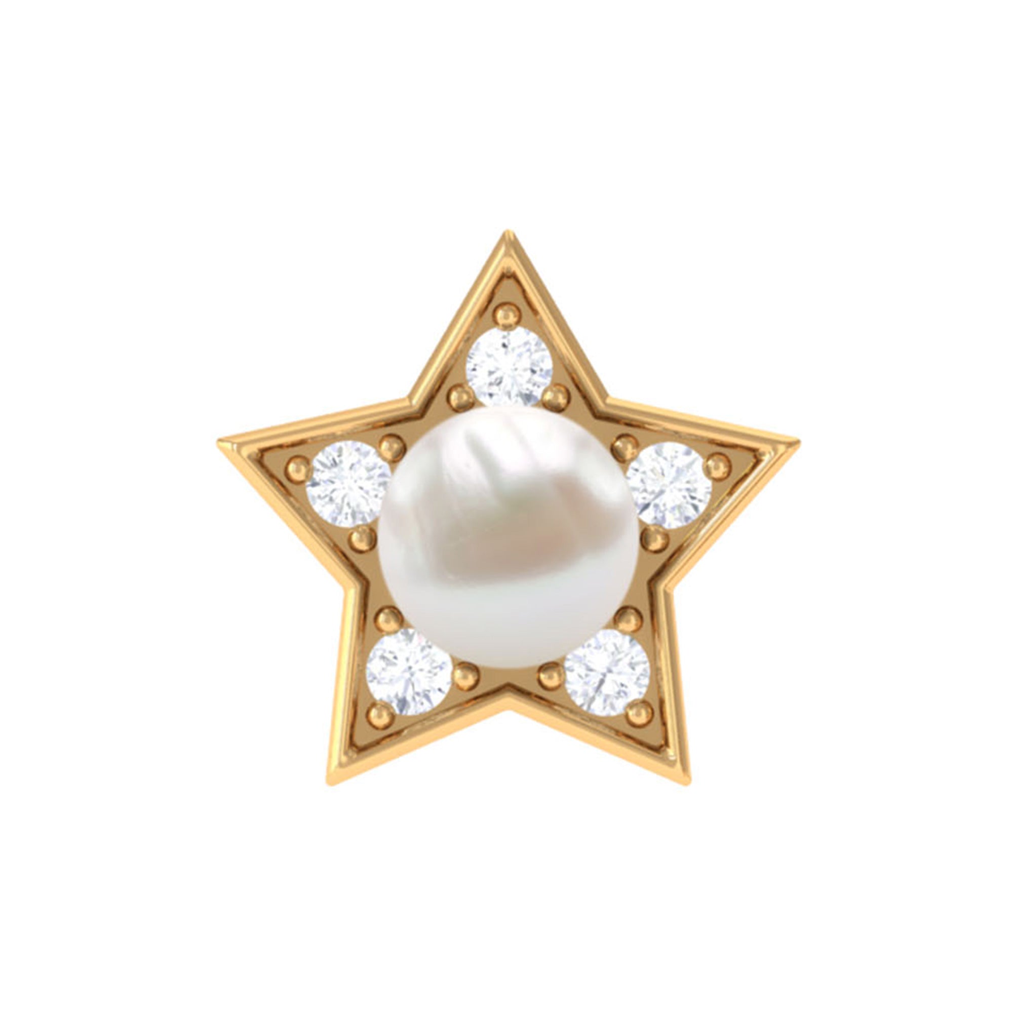 Rosec Jewels-Unique Freshwater Pearl Star Helix Earring with Diamond