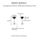 Rosec Jewels-Elegant Diamond and Freshwater Pearl Drop Earring with Black Enamel