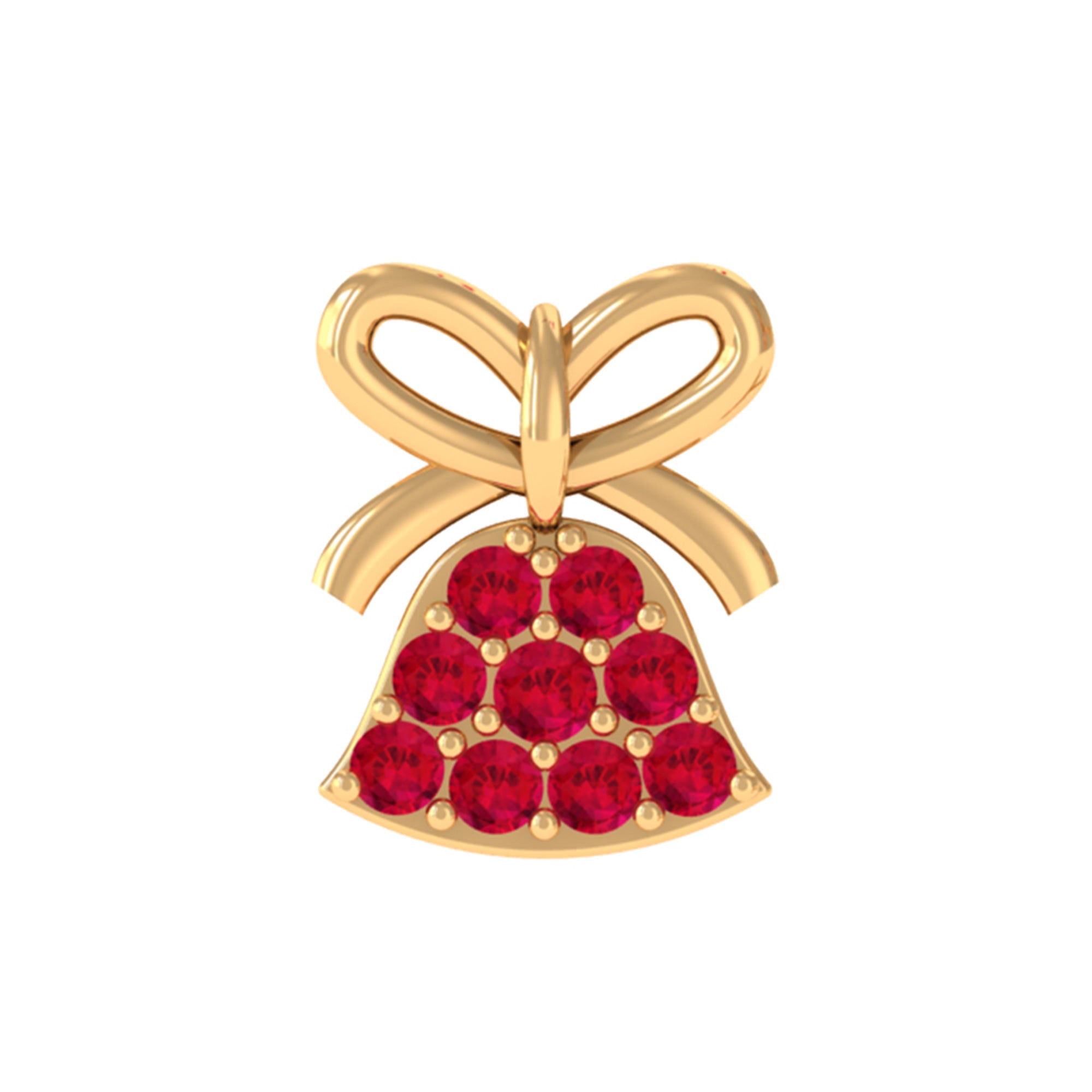 Rosec Jewels-Created Ruby Christmas Jingle Bell and Bow Cartilage Earring