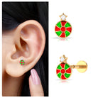 Rosec Jewels-Diamond and Enamel Swirl Peppermint Candy Helix Earring