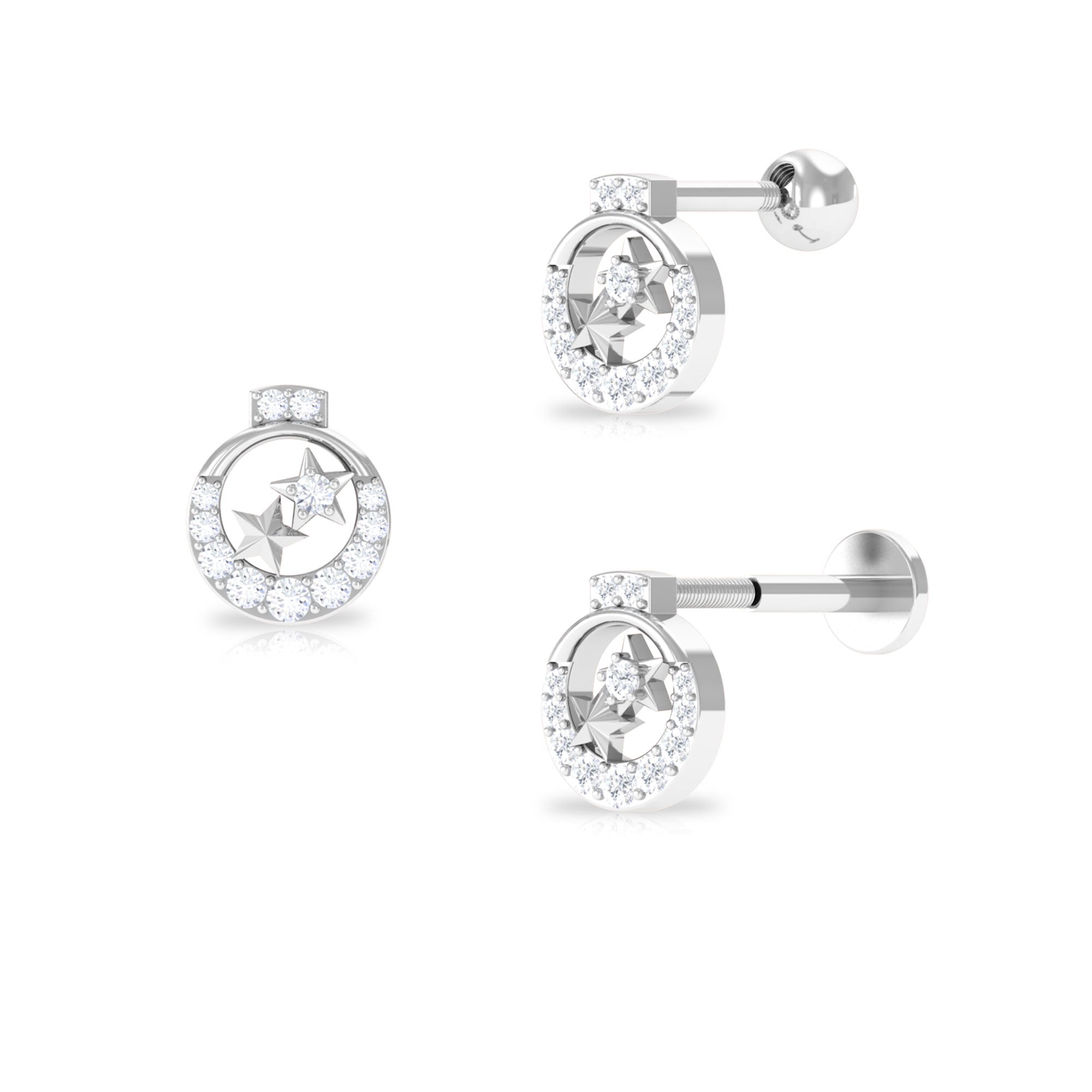 Rosec Jewels-Unique Diamond Gold Star Cartilage Earring