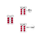 Rosec Jewels-Ruby Christmas Gift Box Earring with Diamond