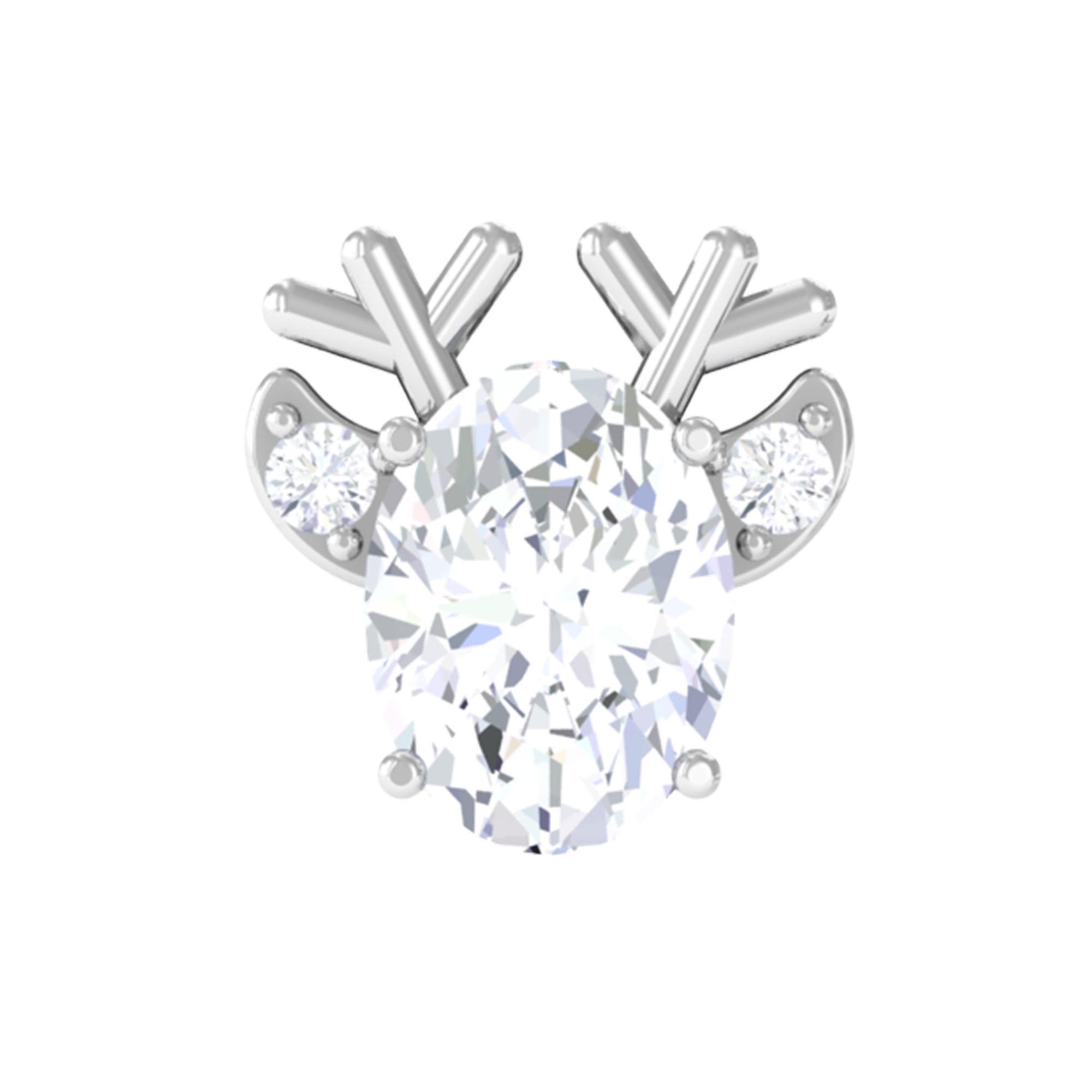 Rosec Jewels-Christmas Oval Moissanite Solitaire Reindeer Earring