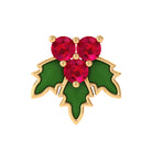 Rosec Jewels-Red Christmas Ruby Holy Earring with Green Enamel