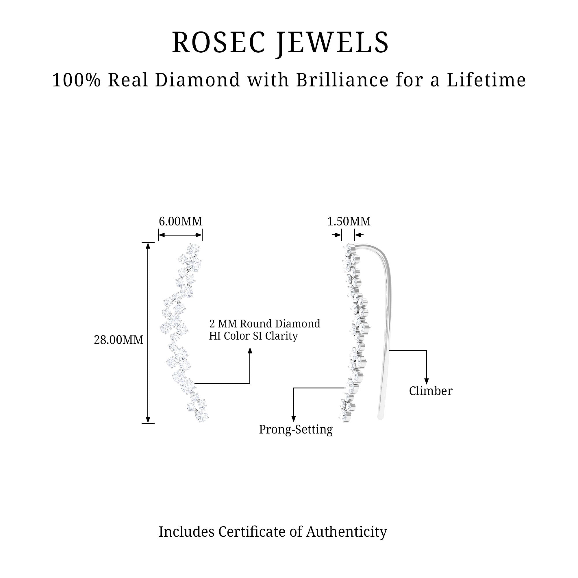 Rosec Jewels-Natural Diamond Climber Earring for Helix Piercing