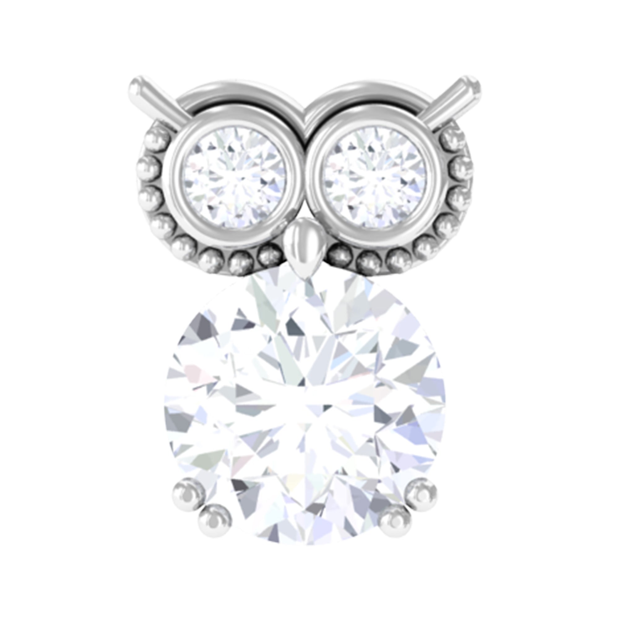 Rosec Jewels-Genuine Diamond Owl Earring for Cartilage Piercing