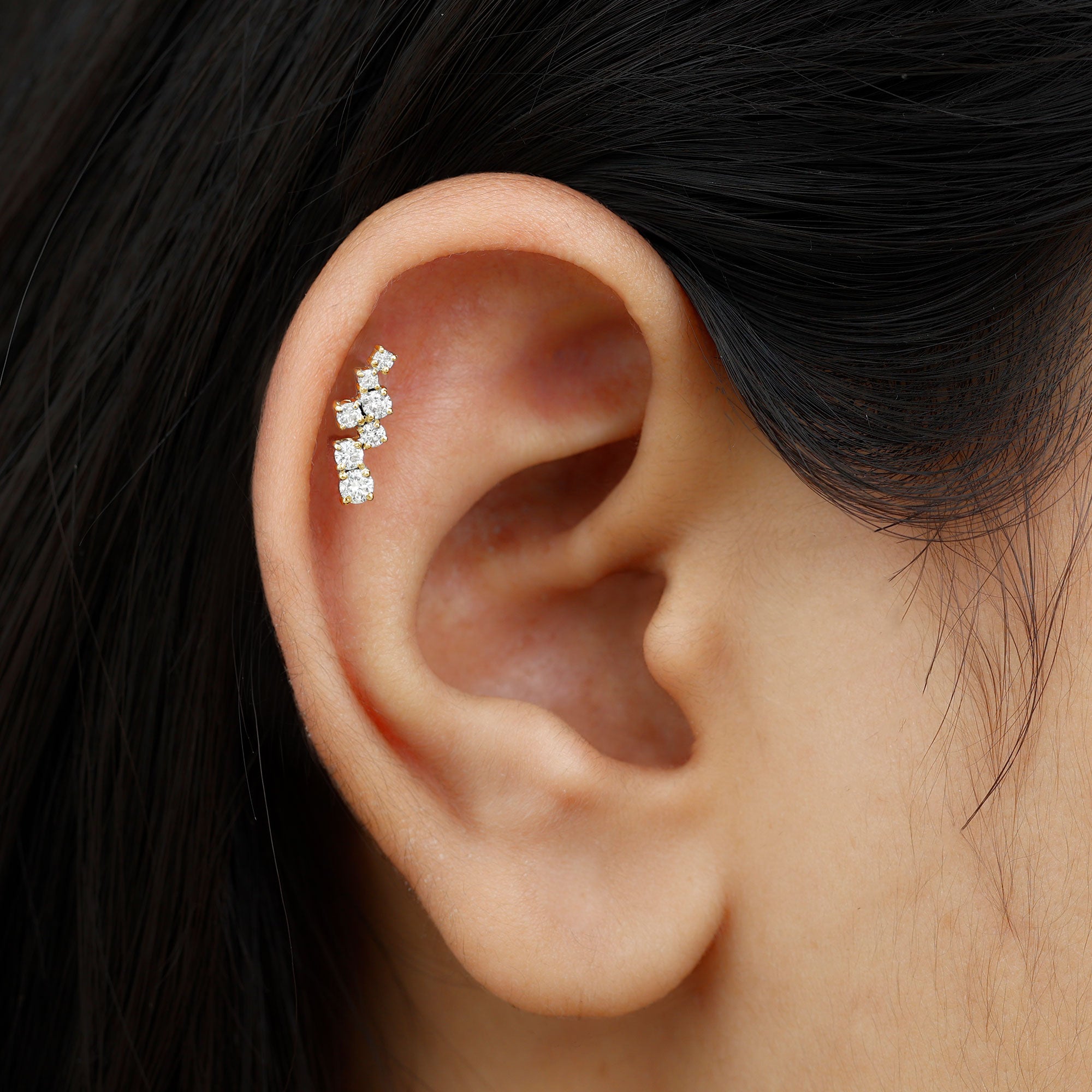 Rosec Jewels-Simple Diamond Helix Piercing Earring with Flat Back