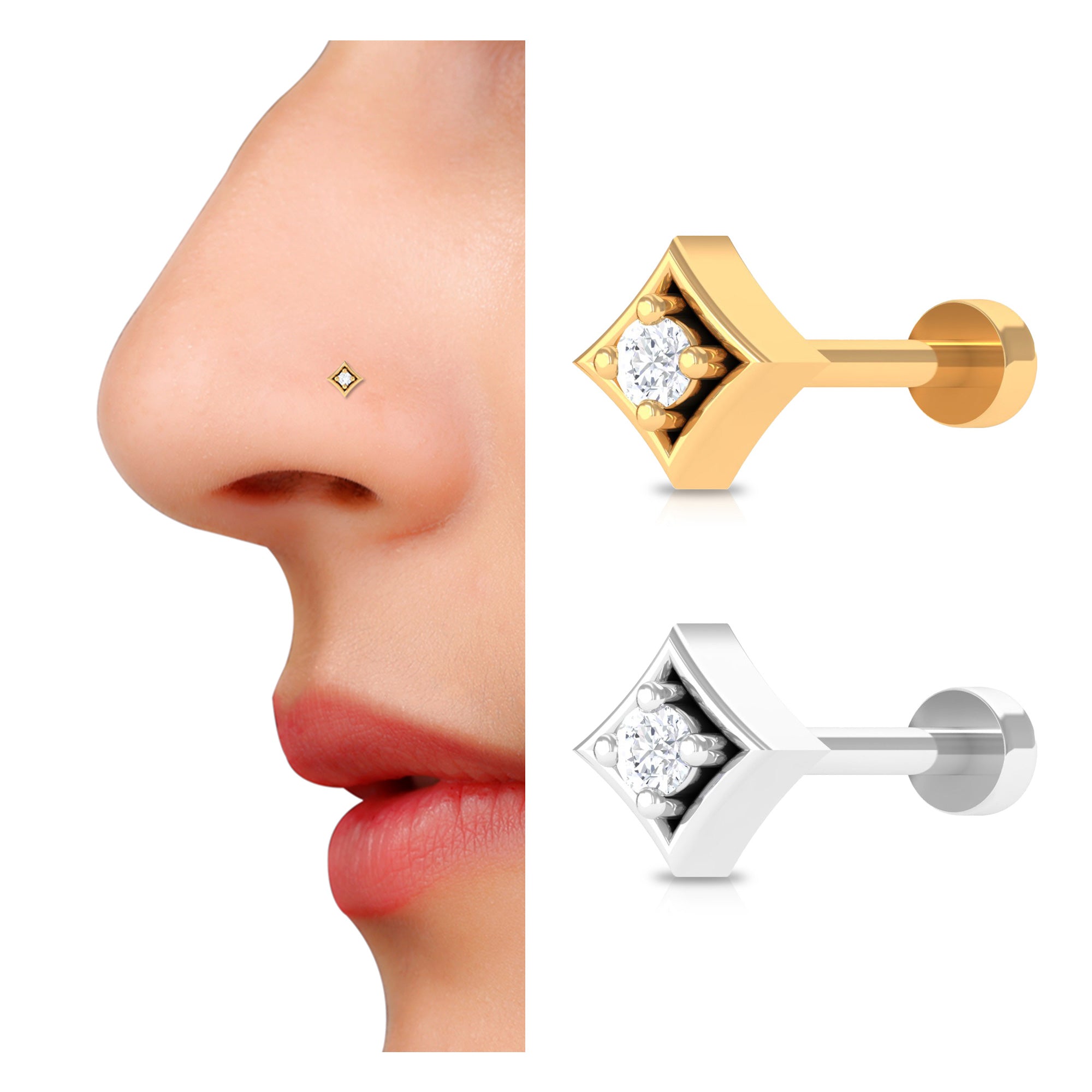 Rosec Jewels-Classic Natural Diamond Solitaire Nose Pin