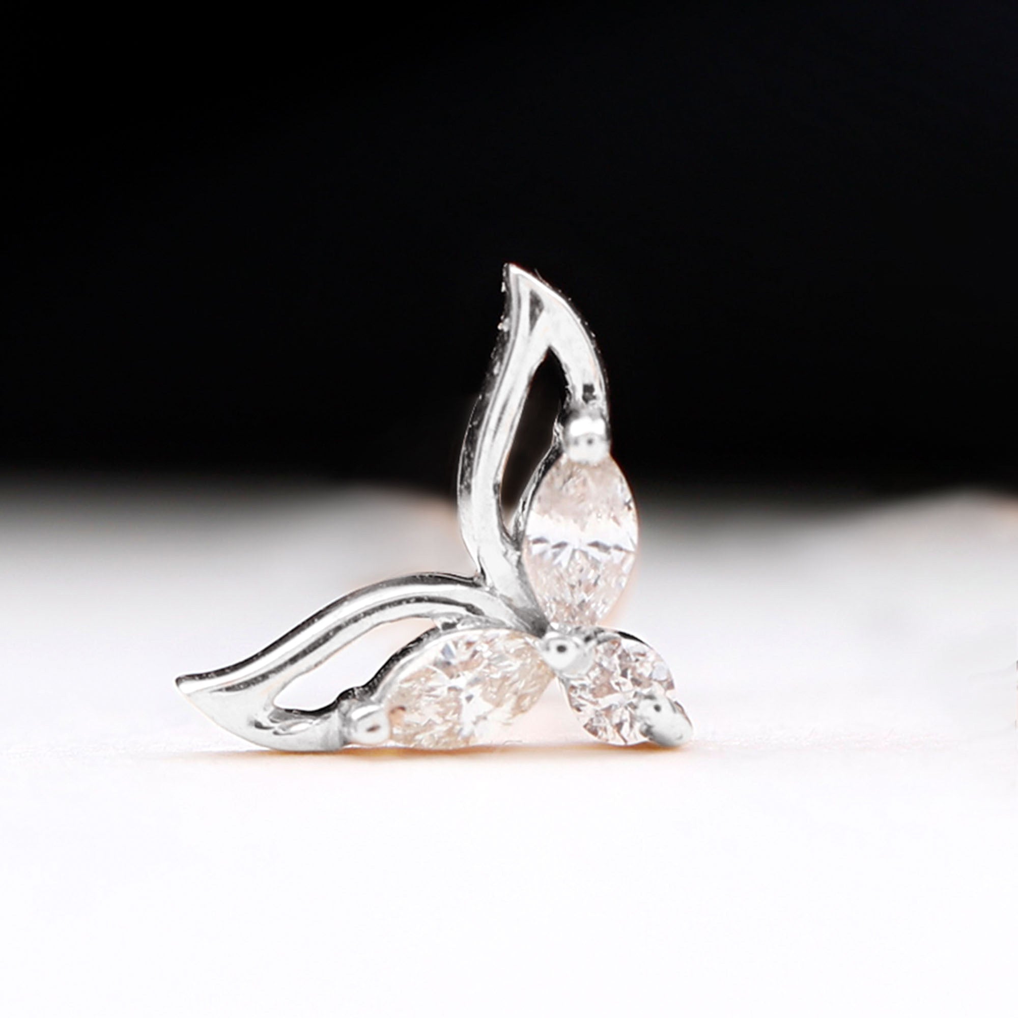 Rosec Jewels-Marquise Diamond Leaf Earring for Cartilage Piercing