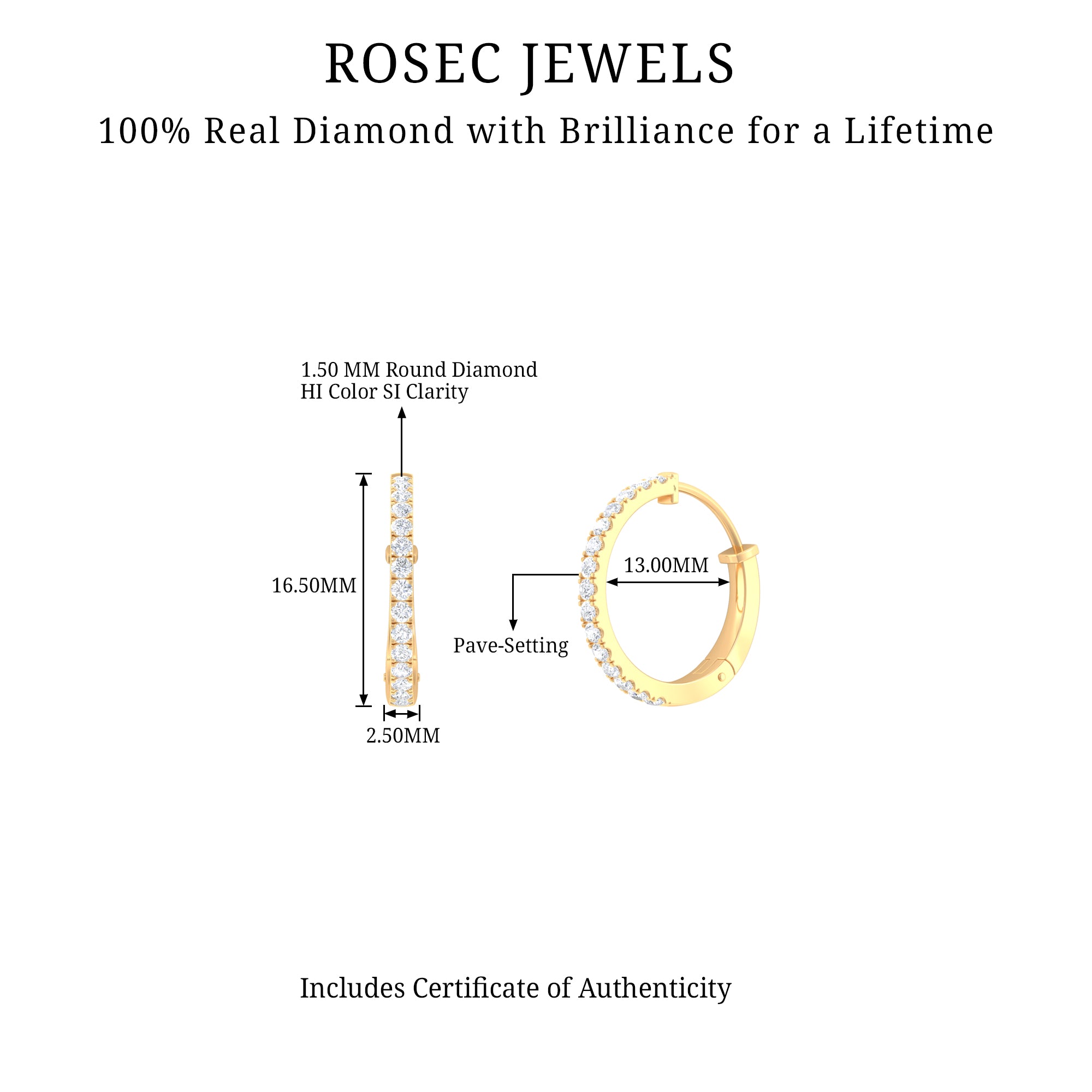 Rosec Jewels-Simple Real Diamond Conch Hoop Earring