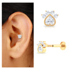 Rosec Jewels-Heart Shape Diamond Dog Paw Print Earring