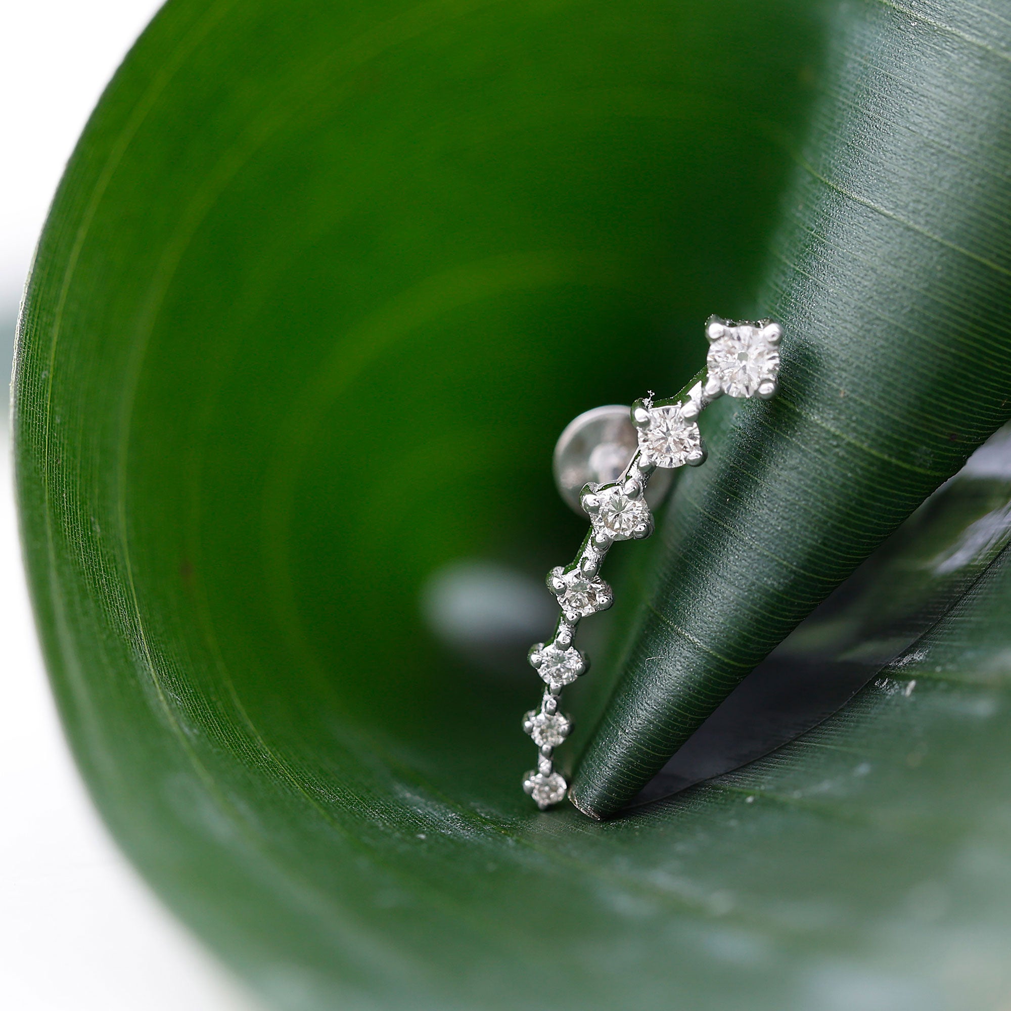 Rosec Jewels-Real Diamond Ear Climber Earring for Helix Piercing