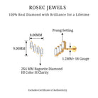 Rosec Jewels-Baguette Diamond Helix Earring with Flat Back