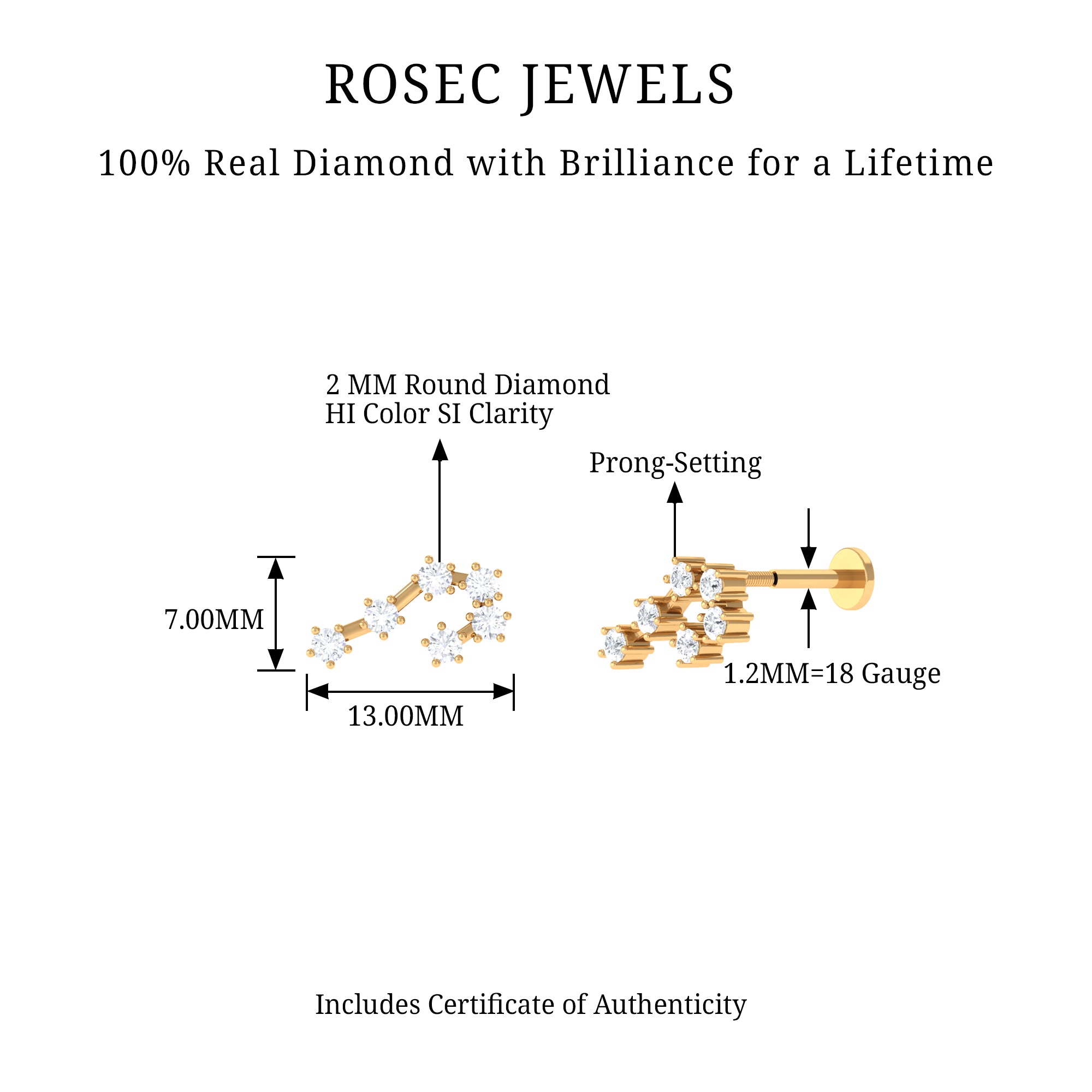 Rosec Jewels-Diamond Cancer Zodiac Ear Crawler Earring