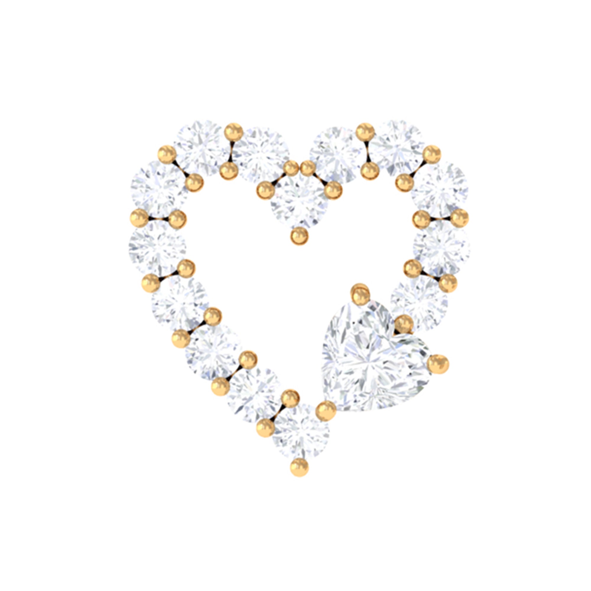 Rosec Jewels-Natural Diamond Open Heart Earring for Second Hole Piercing