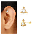 Rosec Jewels-Moissanite Geometric Helix Earring with Gold Beads