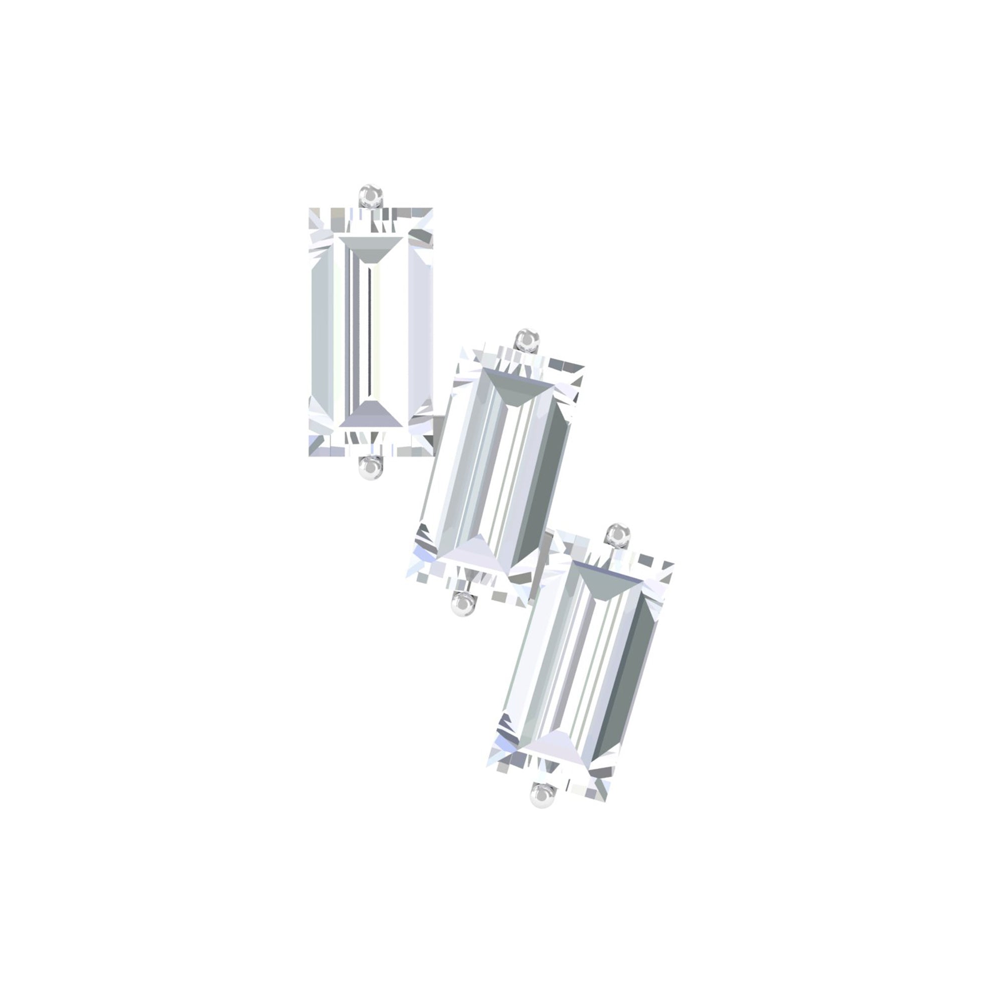 Rosec Jewels-Baguette Cut Moissanite 3 Stone Earring for Helix Piercing