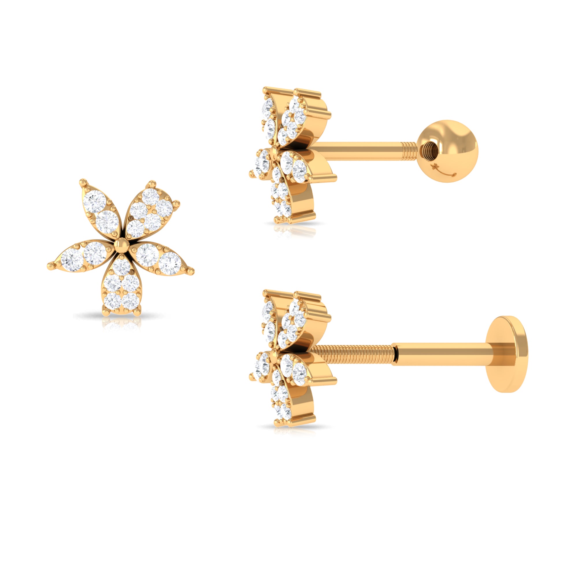 Rosec Jewels-Unique Moissanite Floral Second Hole Earring