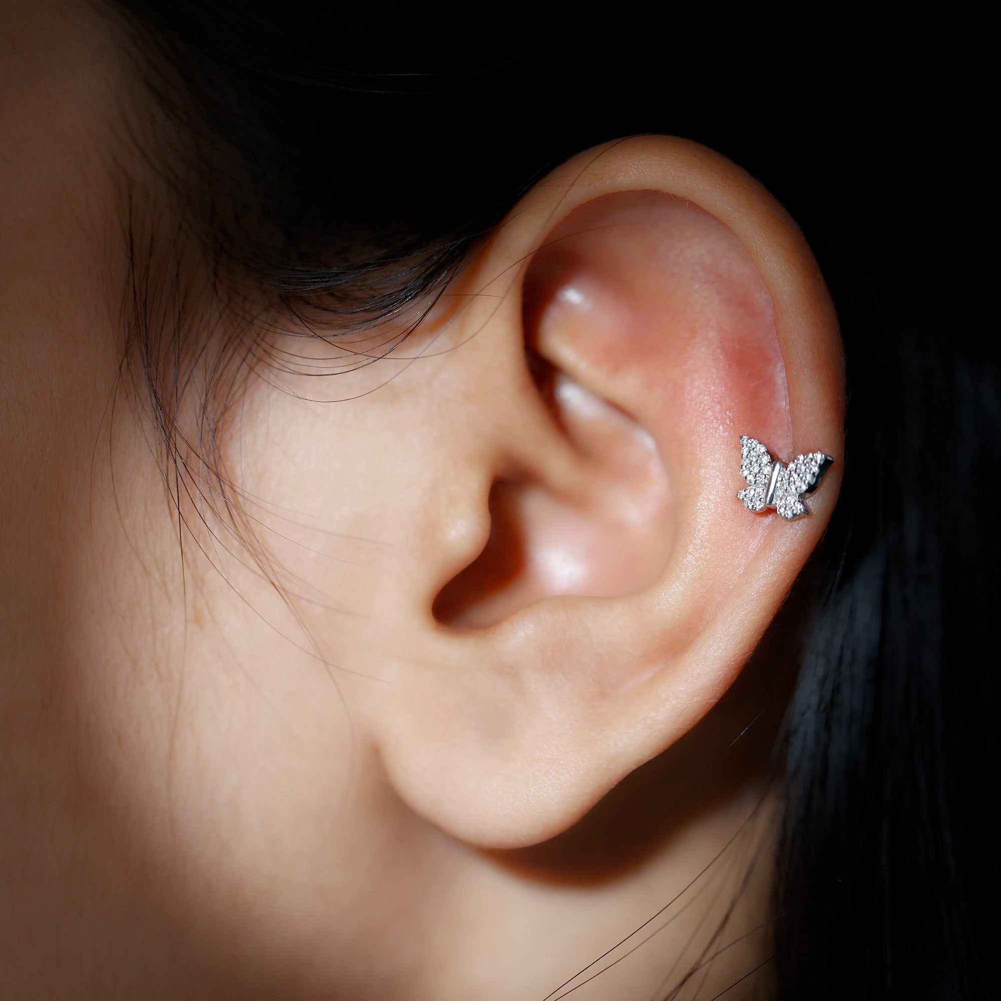 Rosec Jewels-Exquisite Moissanite Butterfly Cartilage Earring