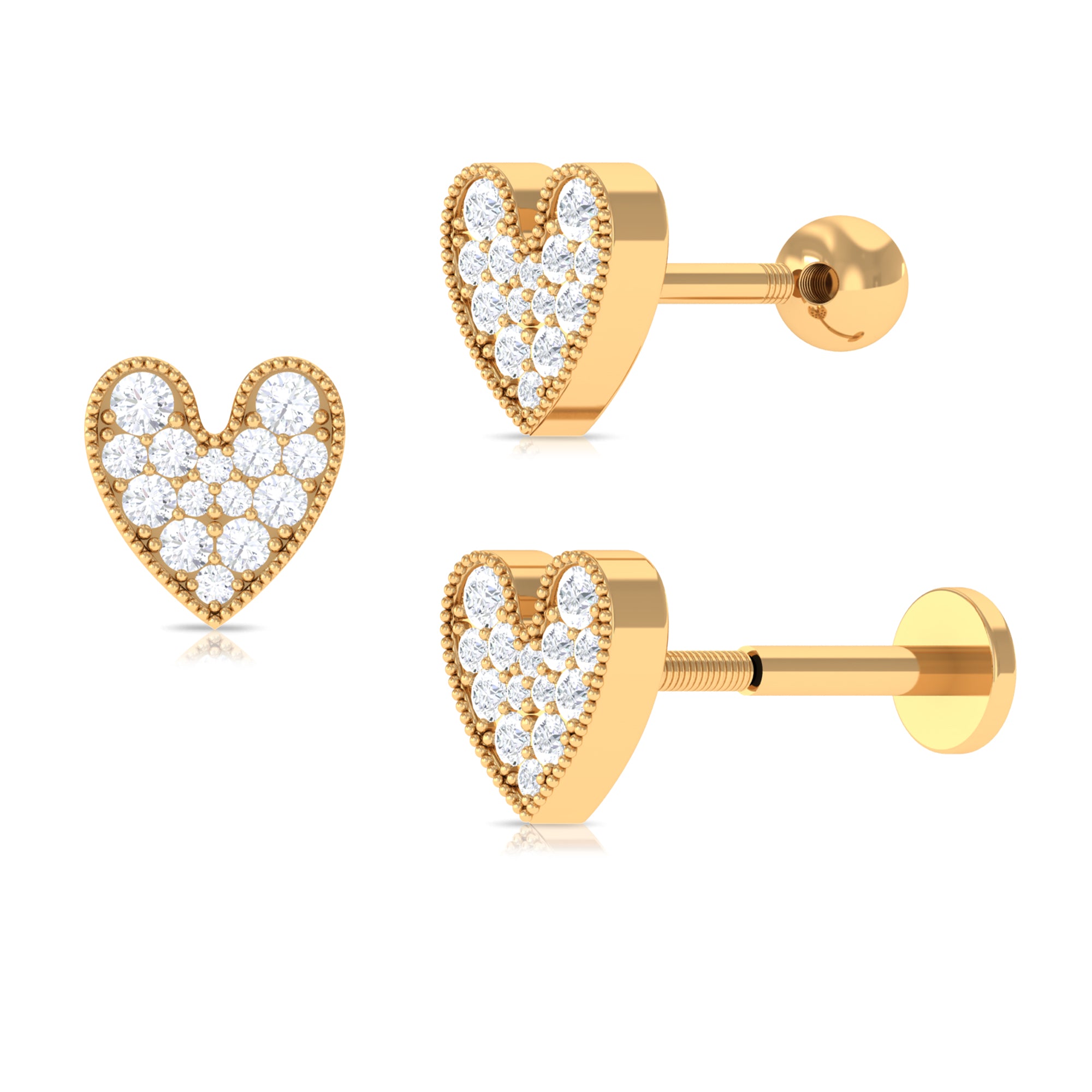 Rosec Jewels-Dainty Moissanite Heart Helix Earring in Gold