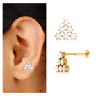 Rosec Jewels-Moissanite Cluster Triangle Earring for Helix Piercing