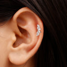 Rosec Jewels-Certified Moissanite Cluster Crawler Earring for Helix Piercing