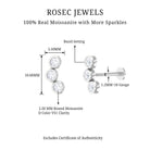 Rosec Jewels-Bezel Set Moissanite Three Stone Crawler Earring